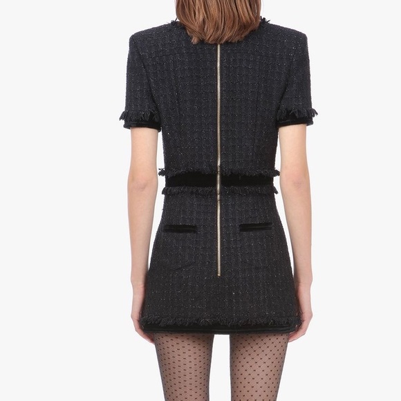 ❌SOLD❌ Balmain 38 Short iridescent black tweed dress - Picture 3 of 11